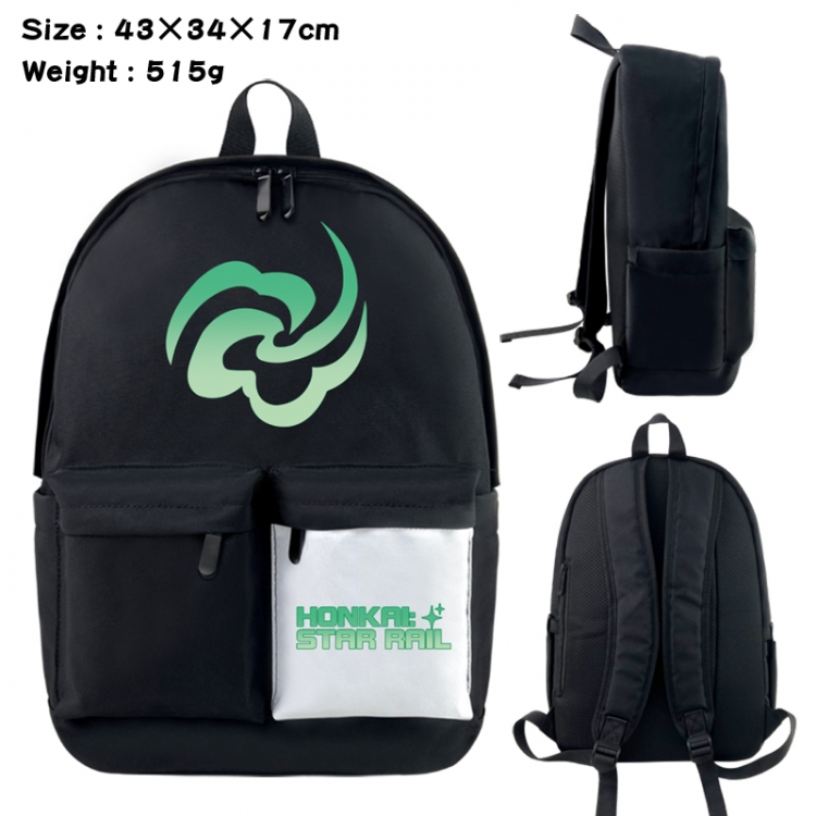 Honkai: Star Rail Anime black and white classic waterproof canvas backpack 43X34X17CM