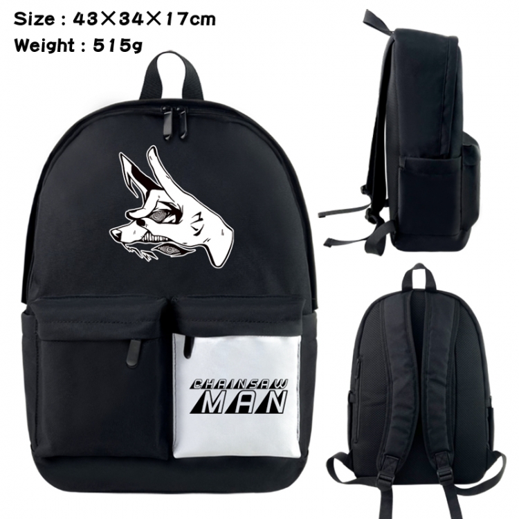 Chainsaw man Anime black and white classic waterproof canvas backpack 43X34X17CM