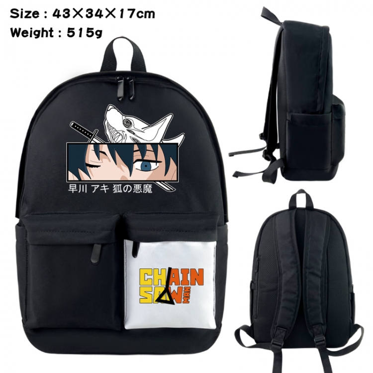 Chainsaw man Anime black and white classic waterproof canvas backpack 43X34X17CM