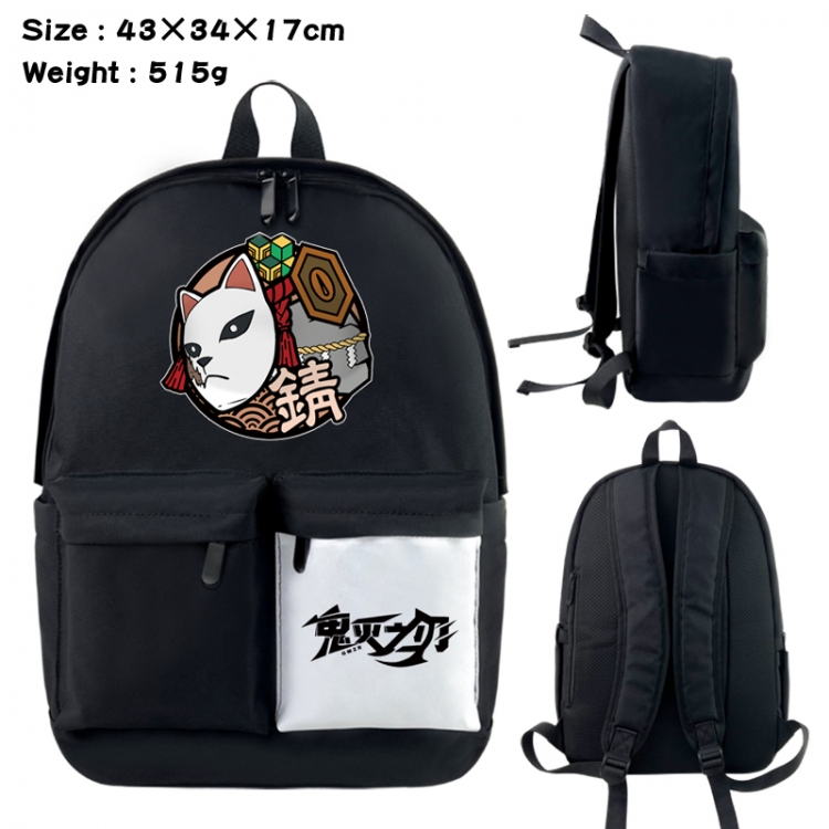 Demon Slayer Kimets Anime black and white classic waterproof canvas backpack 43X34X17CM
