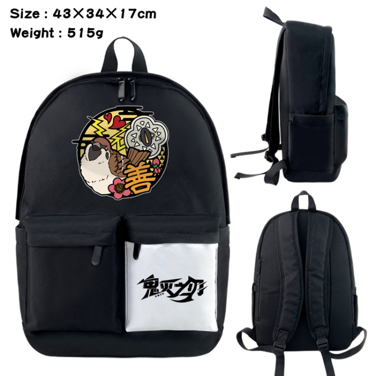 Demon Slayer Kimets Anime black and white classic waterproof canvas backpack 43X34X17CM