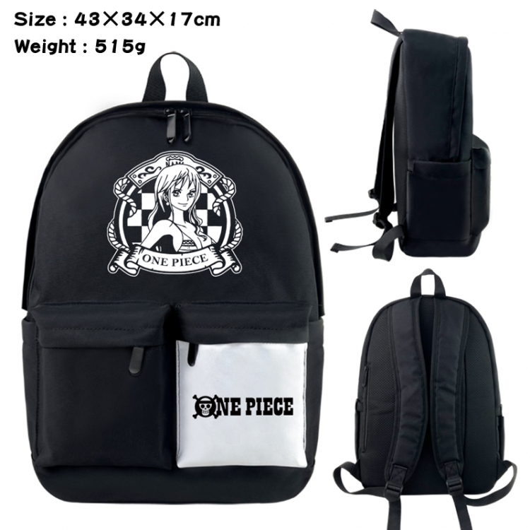 One Piece Anime black and white classic waterproof canvas backpack 43X34X17CM