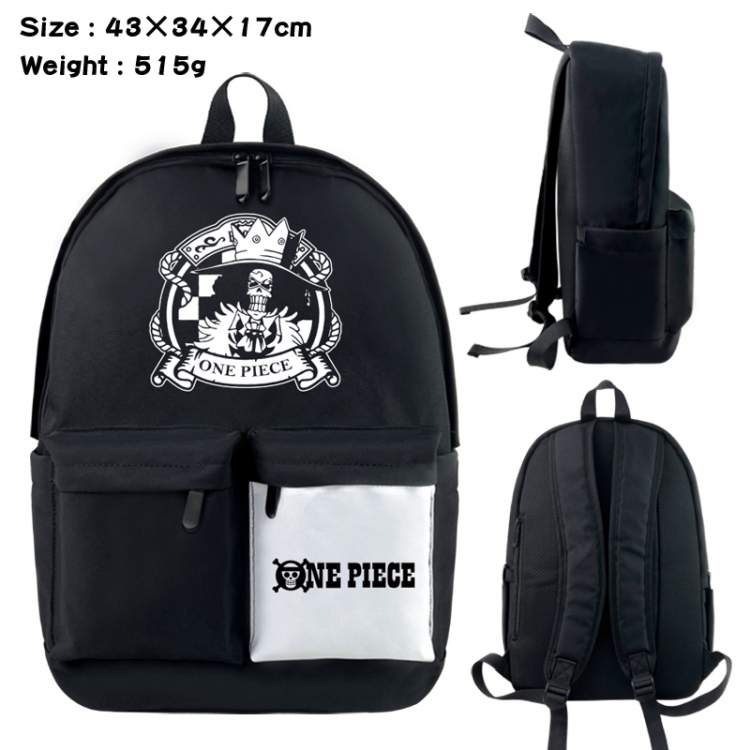 One Piece Anime black and white classic waterproof canvas backpack 43X34X17CM