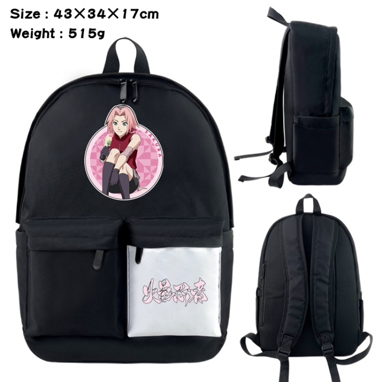 Naruto Anime black and white classic waterproof canvas backpack 43X34X17CM