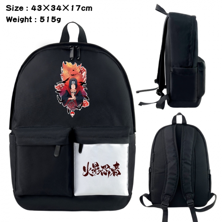 Naruto Anime black and white classic waterproof canvas backpack 43X34X17CM