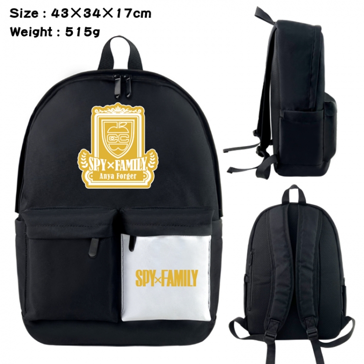 SPY×FAMILY Anime black and white classic waterproof canvas backpack 43X34X17CM