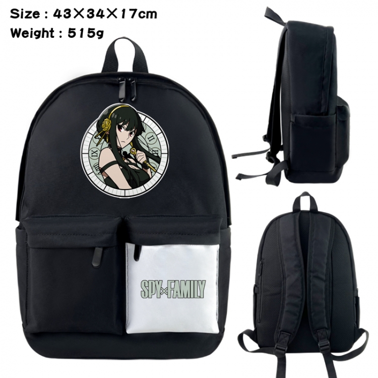SPY×FAMILY Anime black and white classic waterproof canvas backpack 43X34X17CM