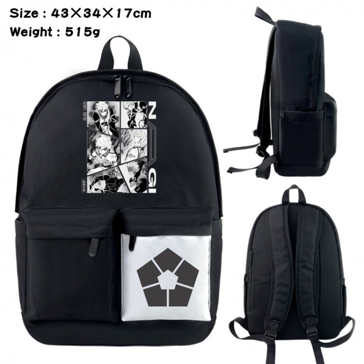 BLUE LOCK Anime black and white classic waterproof canvas backpack 43X34X17CM