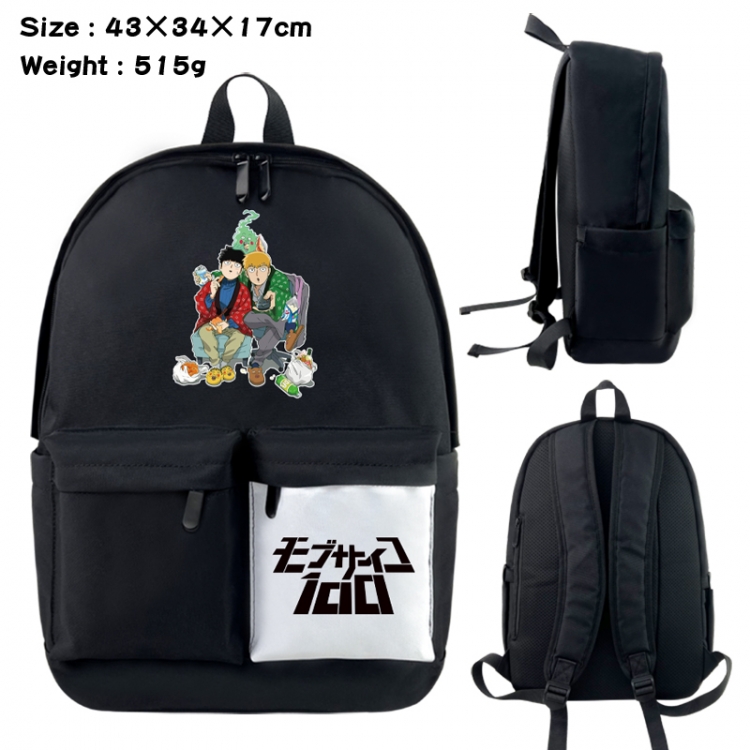 Mob Psycho 100 Anime black and white classic waterproof canvas backpack 43X34X17CM
