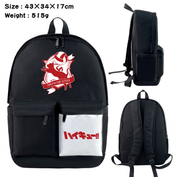Haikyuu!! Anime black and white classic waterproof canvas backpack 43X34X17CM