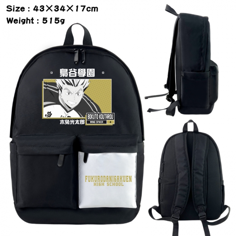 Haikyuu!! Anime black and white classic waterproof canvas backpack 43X34X17CM