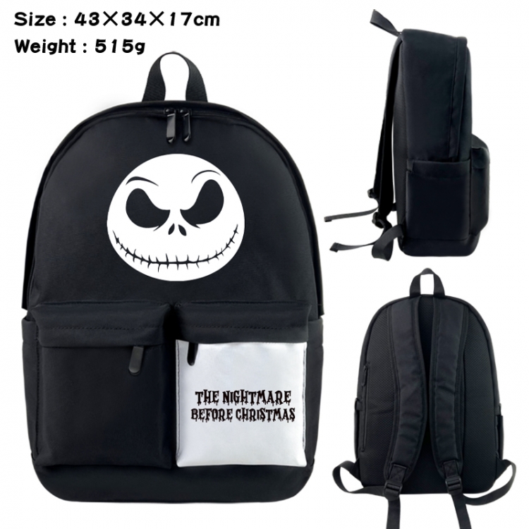 The Nightmare Before Christmas Anime black and white classic waterproof canvas backpack 43X34X17CM