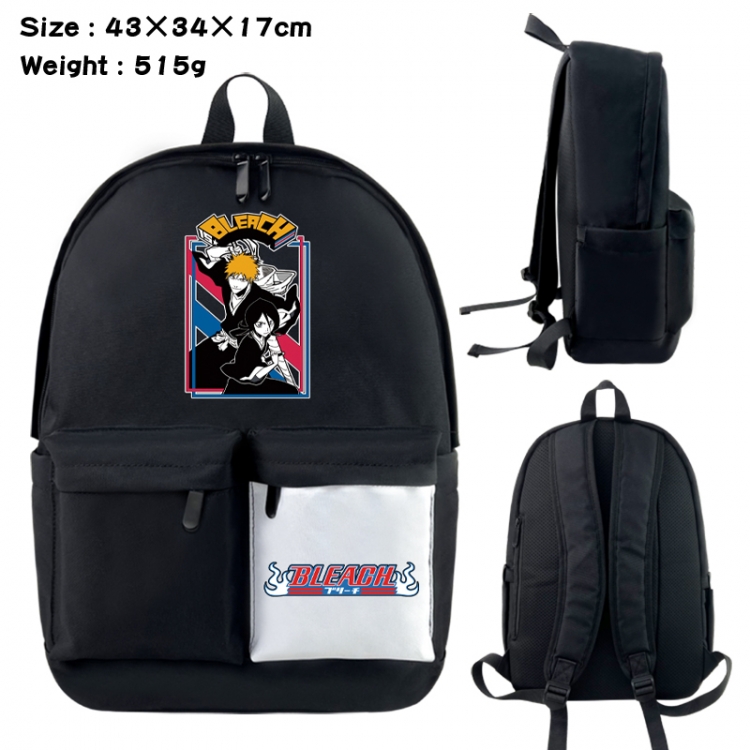 Bleach Anime black and white classic waterproof canvas backpack 43X34X17CM