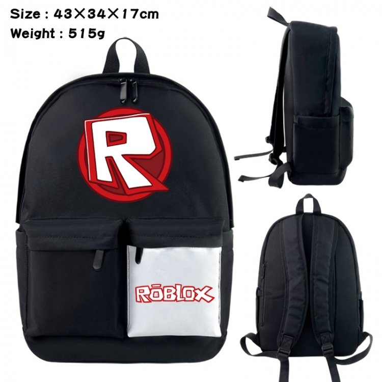 Roblox Anime black and white classic waterproof canvas backpack 43X34X17CM