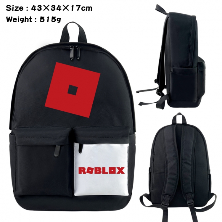 Roblox Anime black and white classic waterproof canvas backpack 43X34X17CM