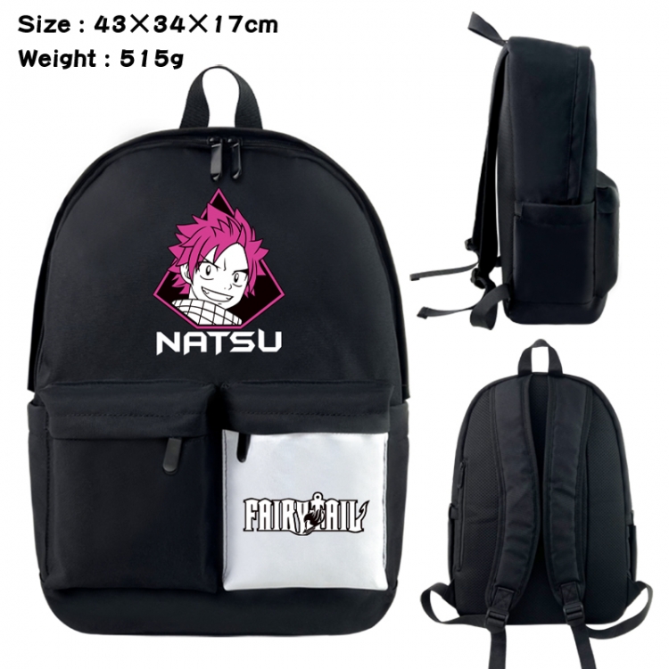Fairy tail Anime black and white classic waterproof canvas backpack 43X34X17CM