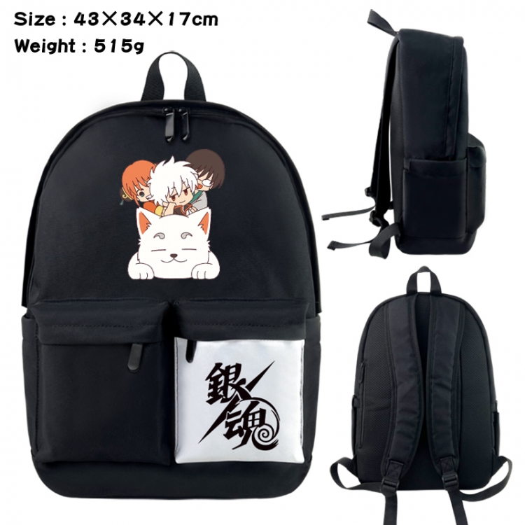 Gintama Anime black and white classic waterproof canvas backpack 43X34X17CM