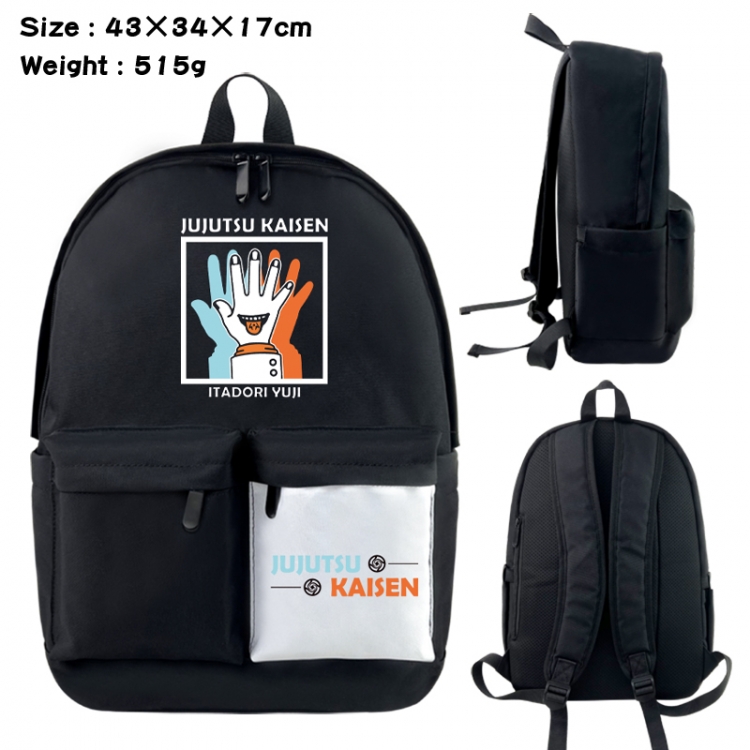 Jujutsu Kaisen Anime black and white classic waterproof canvas backpack 43X34X17CM