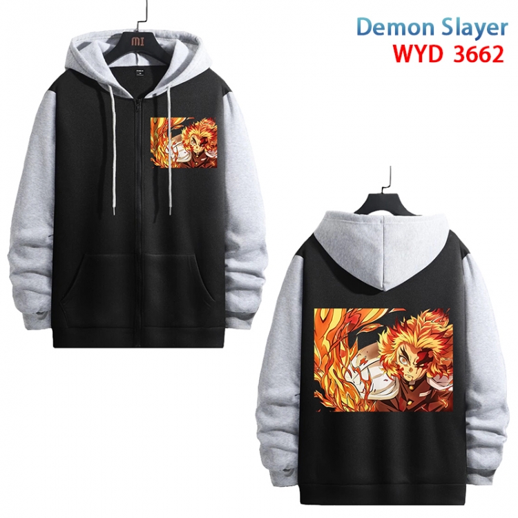 Demon Slayer Kimets Anime black contrast gray pure cotton zipper patch pocket sweater from S to 3XL  WYD-3662-3