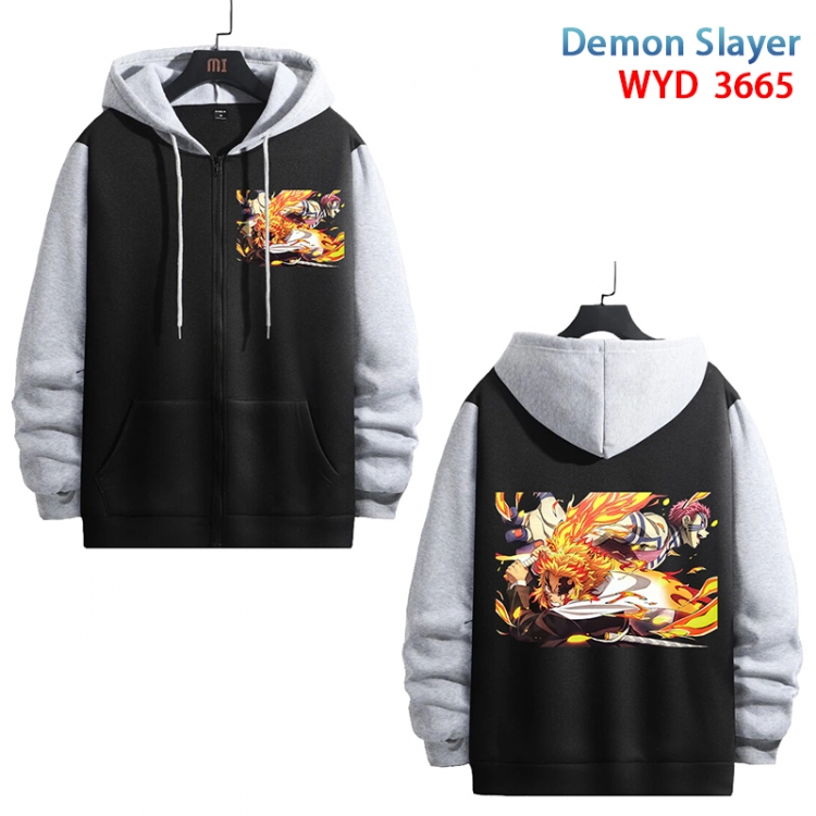 Demon Slayer Kimets Anime black contrast gray pure cotton zipper patch pocket sweater from S to 3XL WYD-3665-3