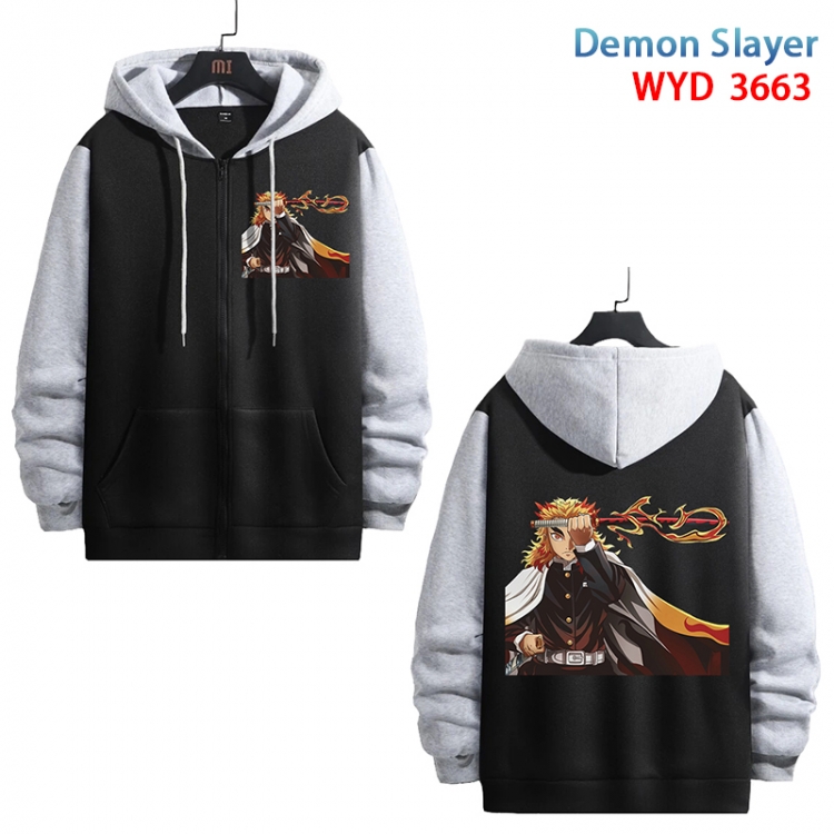 Demon Slayer Kimets Anime black contrast gray pure cotton zipper patch pocket sweater from S to 3XL  WYD-3663-3