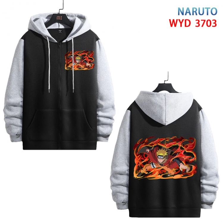 Naruto Anime black contrast gray pure cotton zipper patch pocket sweater from S to 3XL WYD-3703-3