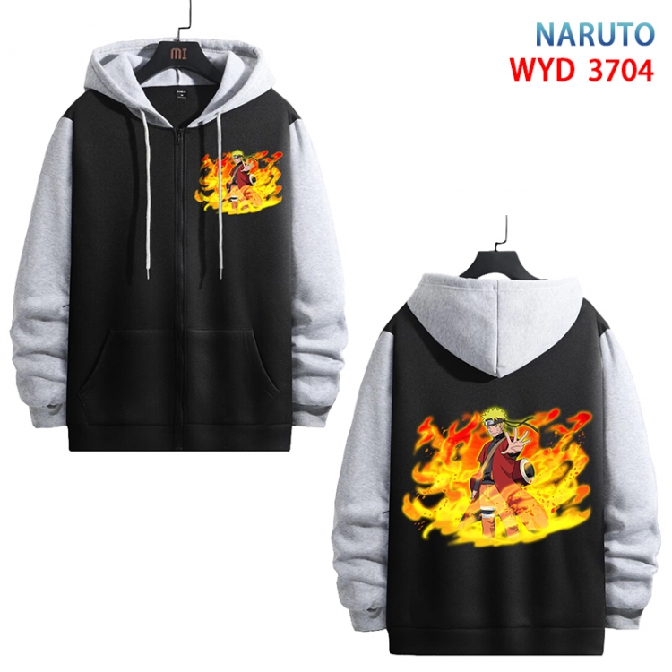 Naruto Anime black contrast gray pure cotton zipper patch pocket sweater from S to 3XL  WYD-3704-3