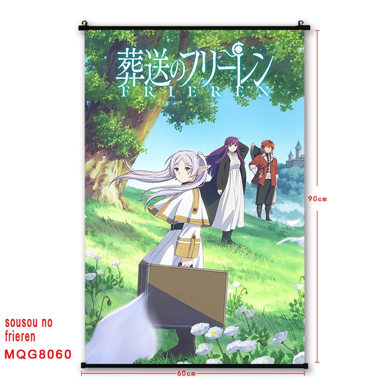 Frieren: Beyond Journeys End Anime black Plastic rod Cloth painting Wall Scroll 60X90CM  MQG-8060