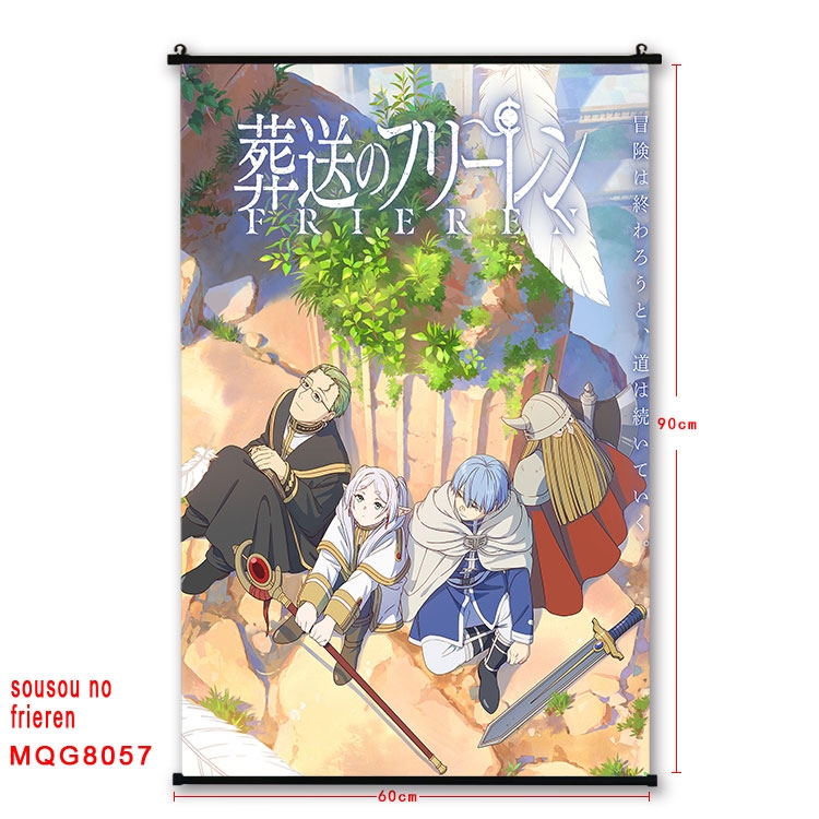 Frieren: Beyond Journeys End Anime black Plastic rod Cloth painting Wall Scroll 60X90CM MQG-8057