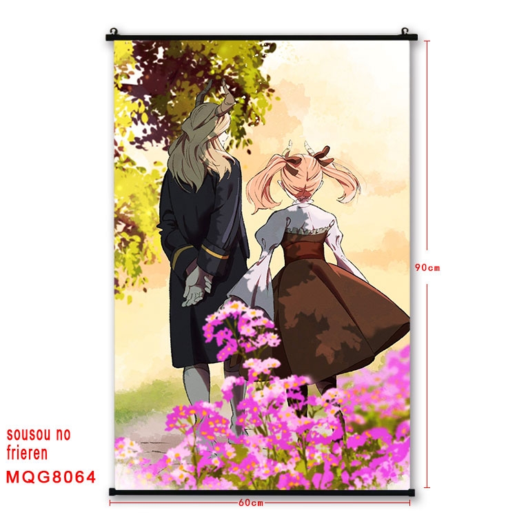 Frieren: Beyond Journeys End Anime black Plastic rod Cloth painting Wall Scroll 60X90CM  MQG-8064