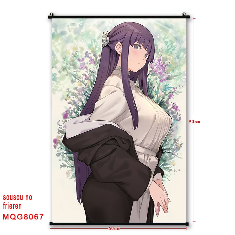 Frieren: Beyond Journeys End Anime black Plastic rod Cloth painting Wall Scroll 60X90CM MQG-8067