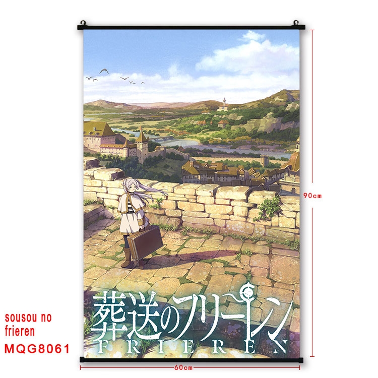 Frieren: Beyond Journeys End Anime black Plastic rod Cloth painting Wall Scroll 60X90CM  MQG-8061