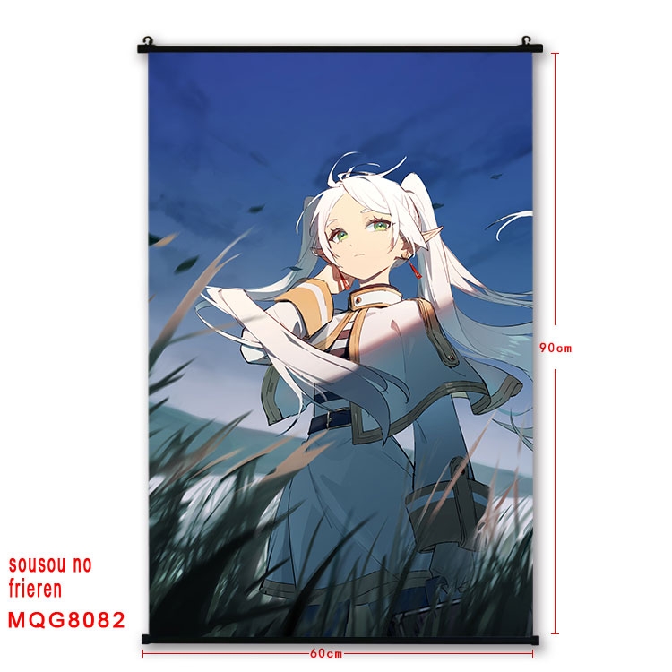 Frieren: Beyond Journeys End Anime black Plastic rod Cloth painting Wall Scroll 60X90CM  MQG-8082