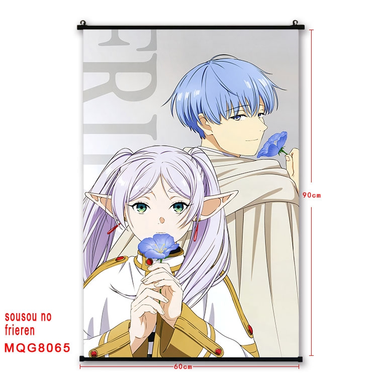 Frieren: Beyond Journeys End Anime black Plastic rod Cloth painting Wall Scroll 60X90CM  MQG-8065