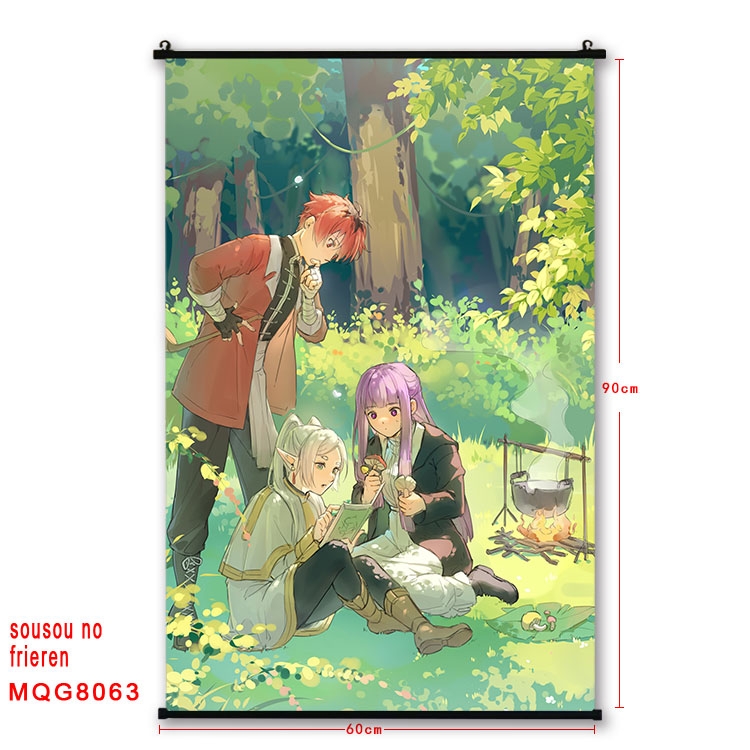 Frieren: Beyond Journeys End Anime black Plastic rod Cloth painting Wall Scroll 60X90CM MQG-8063