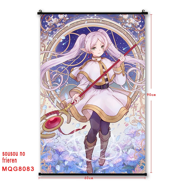 Frieren: Beyond Journeys End Anime black Plastic rod Cloth painting Wall Scroll 60X90CM  MQG-8083