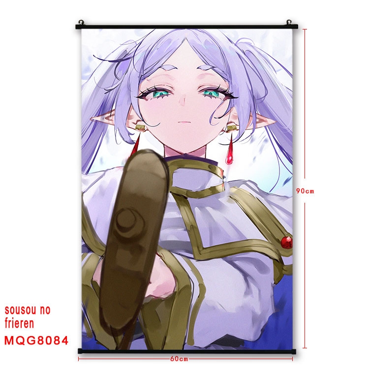 Frieren: Beyond Journeys End Anime black Plastic rod Cloth painting Wall Scroll 60X90CM  MQG-8084