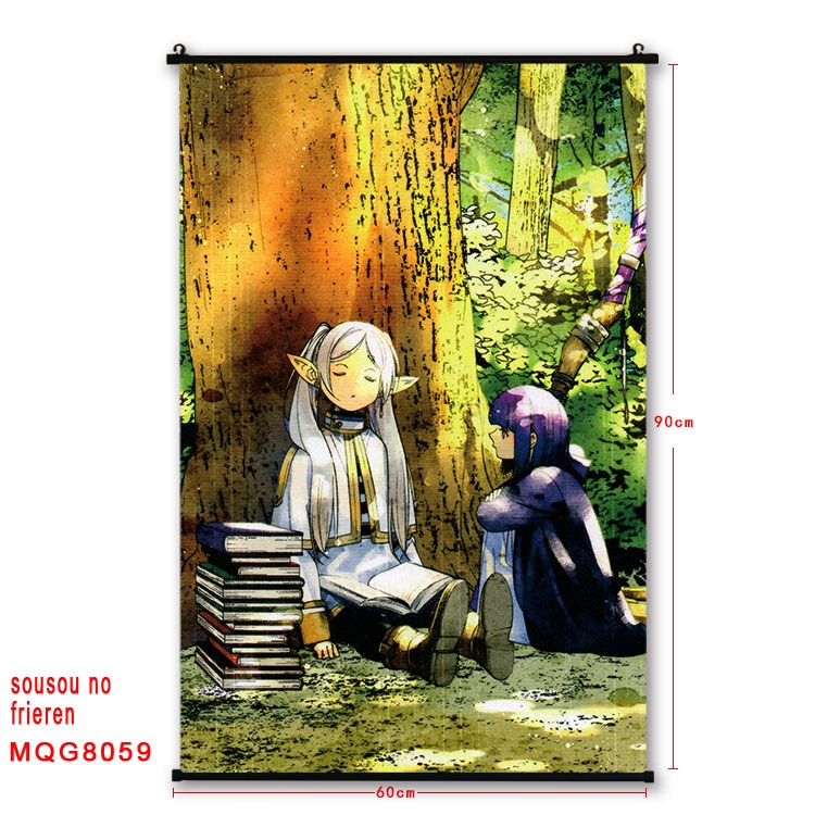 Frieren: Beyond Journeys End Anime black Plastic rod Cloth painting Wall Scroll 60X90CM MQG-8059