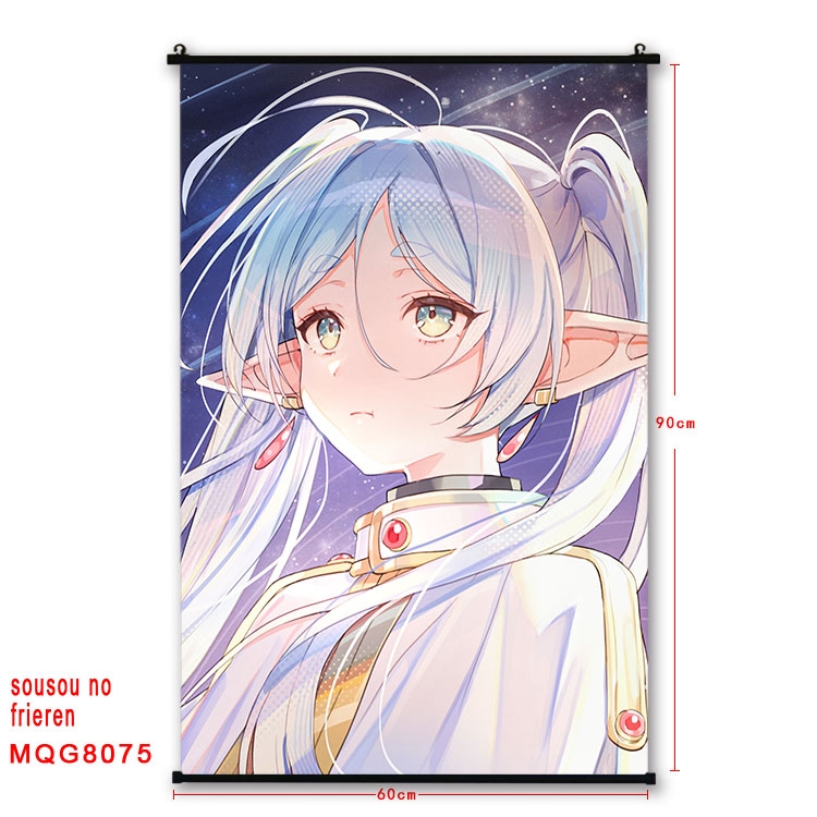 Frieren: Beyond Journeys End Anime black Plastic rod Cloth painting Wall Scroll 60X90CM  MQG-8075