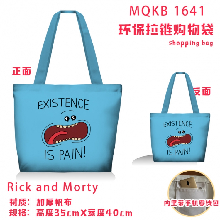 Rick and Morty Anime cartoon canvas shoulder bag student crossbody bag 35x40cm  MQKB-1641