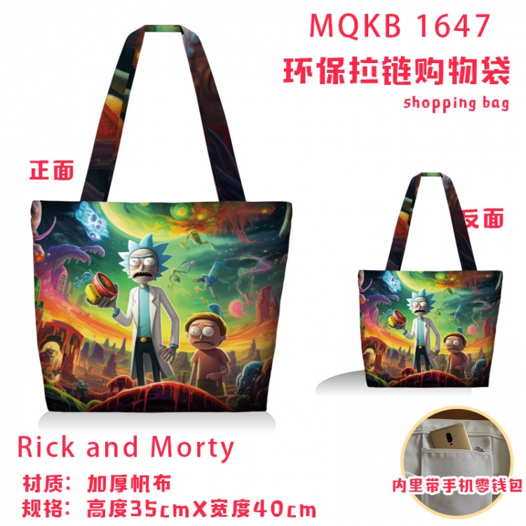 Rick and Morty Anime cartoon canvas shoulder bag student crossbody bag 35x40cm MQKB-1647