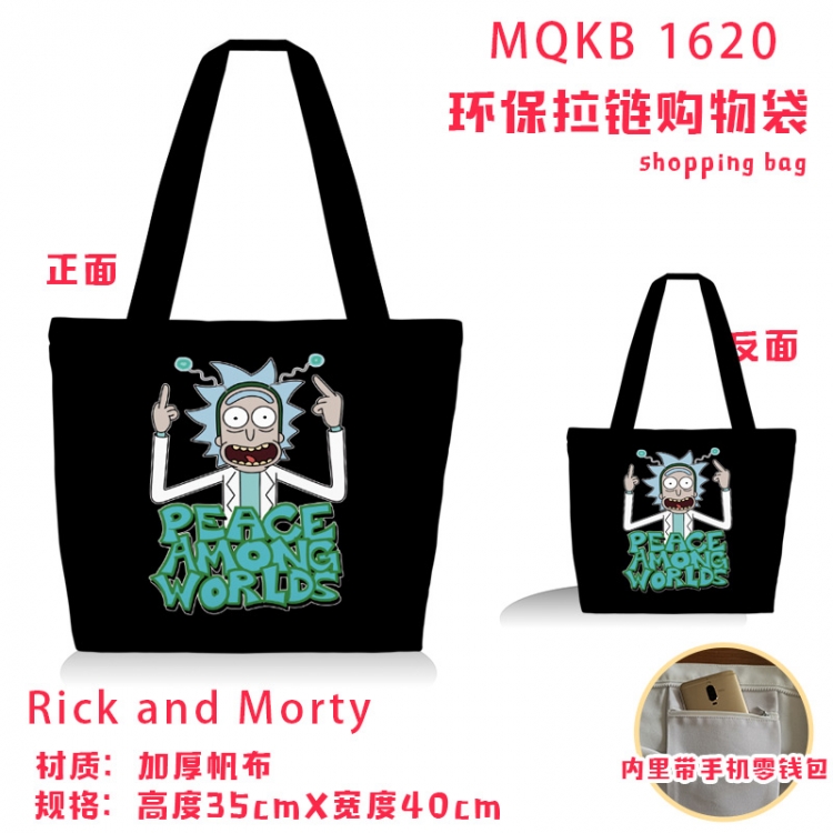 Rick and Morty Anime cartoon canvas shoulder bag student crossbody bag 35x40cm  MQKB-1620