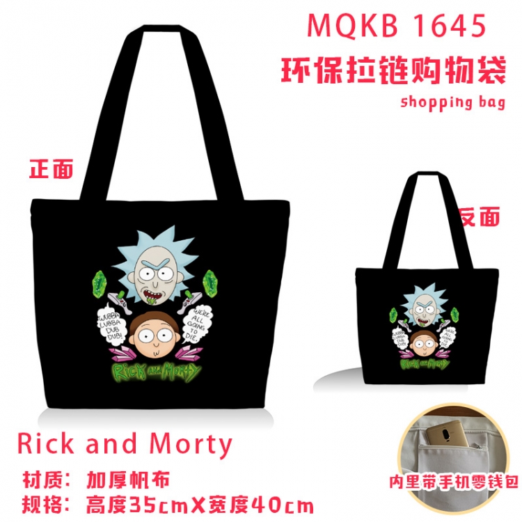 Rick and Morty Anime cartoon canvas shoulder bag student crossbody bag 35x40cm  MQKB-1645