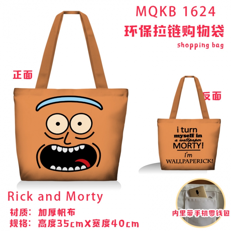 Rick and Morty Anime cartoon canvas shoulder bag student crossbody bag 35x40cm  MQKB-1624