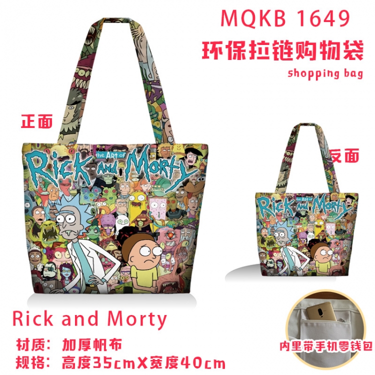 Rick and Morty Anime cartoon canvas shoulder bag student crossbody bag 35x40cm MQKB-1649