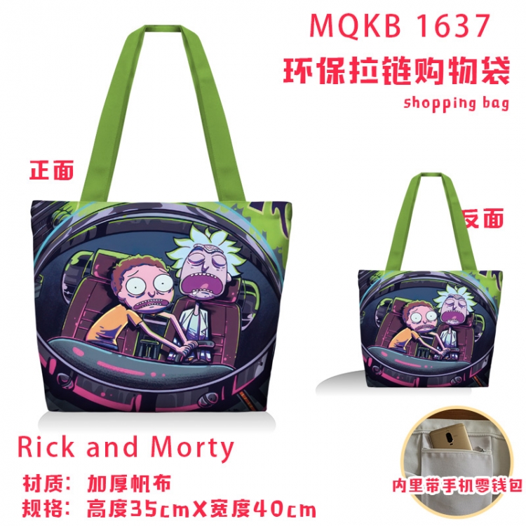 Rick and Morty Anime cartoon canvas shoulder bag student crossbody bag 35x40cm  MQKB-1637