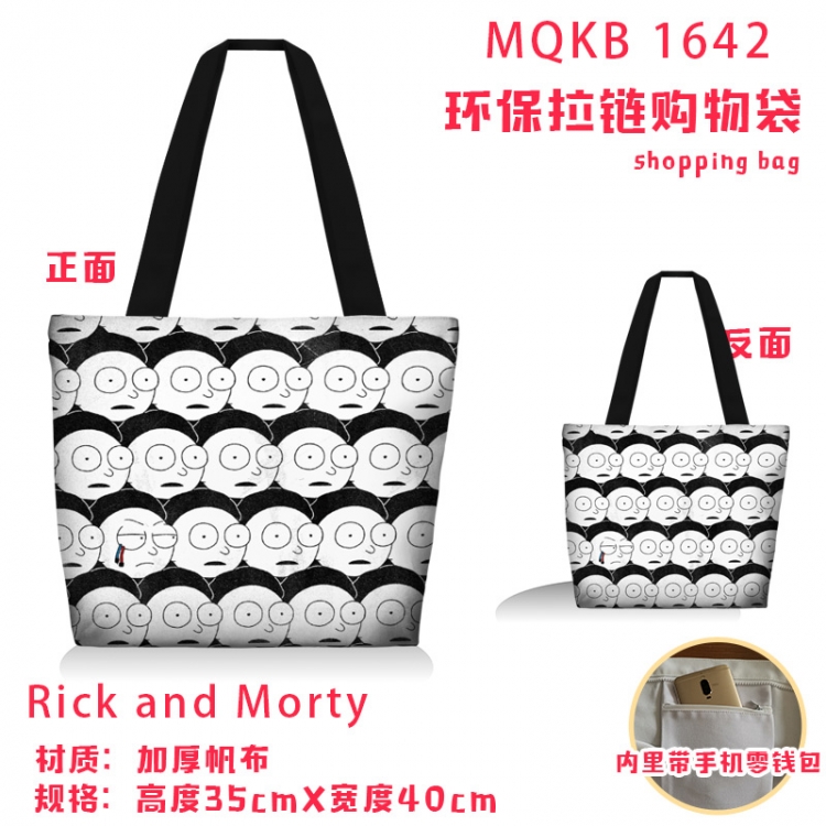 Rick and Morty Anime cartoon canvas shoulder bag student crossbody bag 35x40cm MQKB-1642