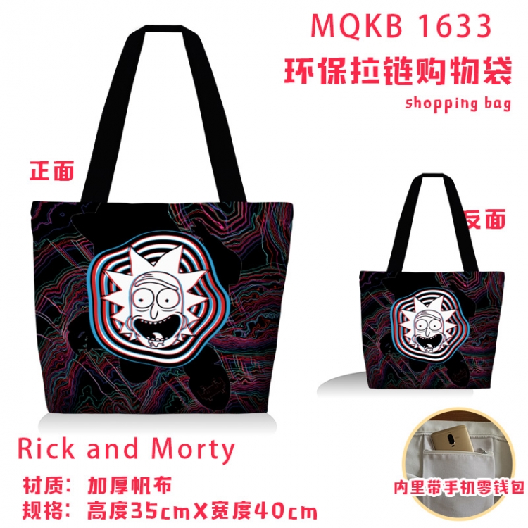 Rick and Morty Anime cartoon canvas shoulder bag student crossbody bag 35x40cm MQKB-1633