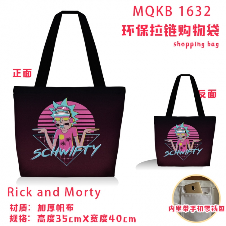 Rick and Morty Anime cartoon canvas shoulder bag student crossbody bag 35x40cm MQKB-1632