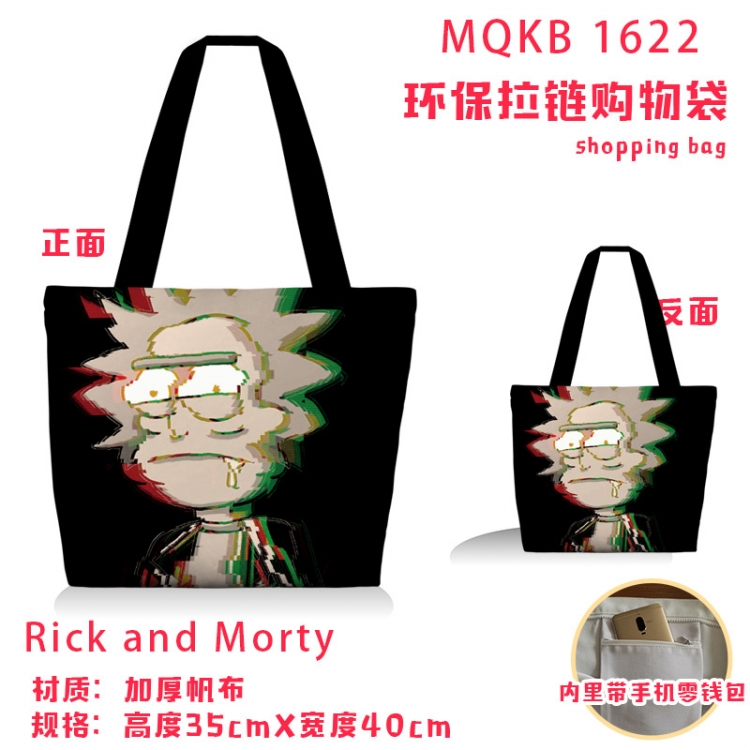 Rick and Morty Anime cartoon canvas shoulder bag student crossbody bag 35x40cm MQKB-1622